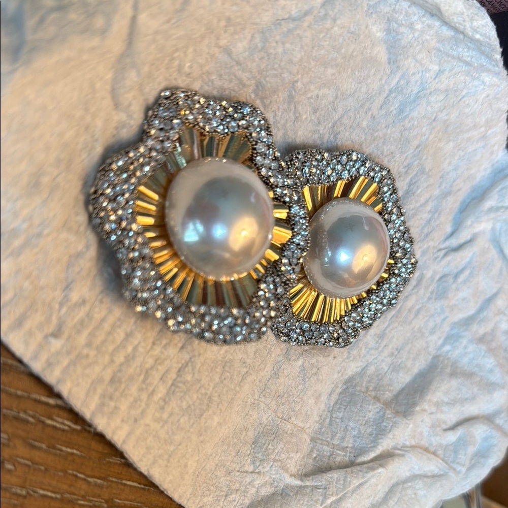 Elegant Gold and Silver Pearl Earrings